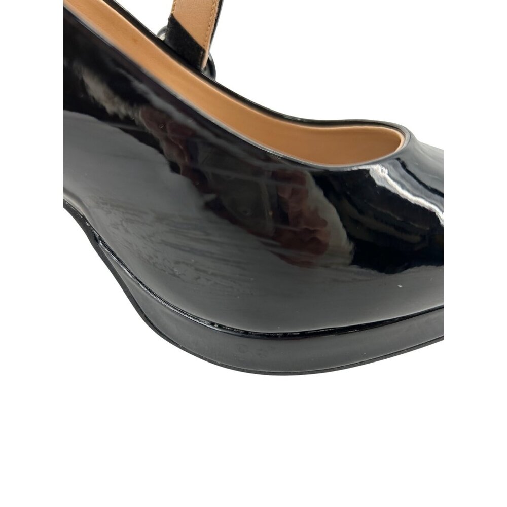 Black Patent Mary Jane Chunky Block Heels Womens 8 Platform Buckle Strap Whimsy - Picture 9 of 11